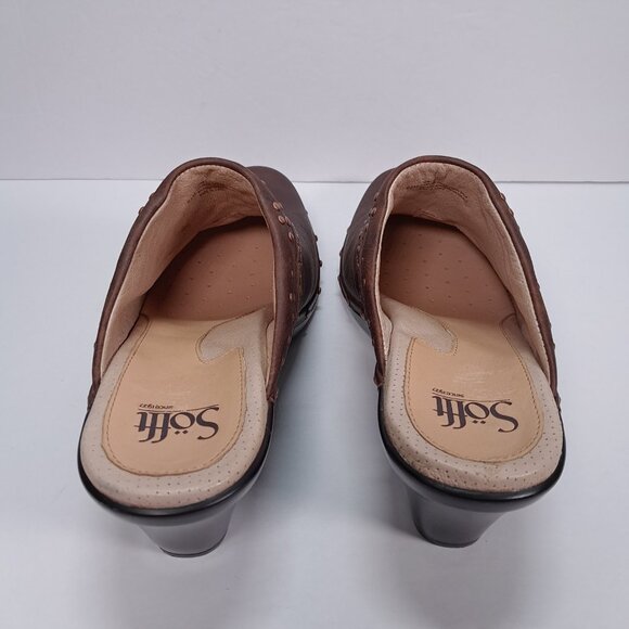 Sofft Mule Clogs Womens 9.5 M Brown Studded Leather Slip On Heel Boho 1009575 - Picture 9 of 14